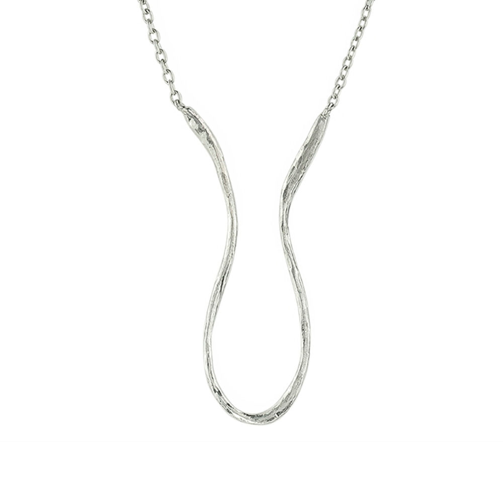 Waxing Poetic Gestural Hasp Necklace - Sterling Silver - 40cm + 5cm Extender